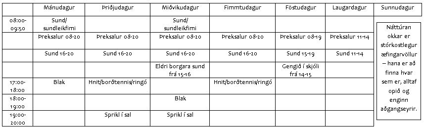 Tímatafla 2014-2015